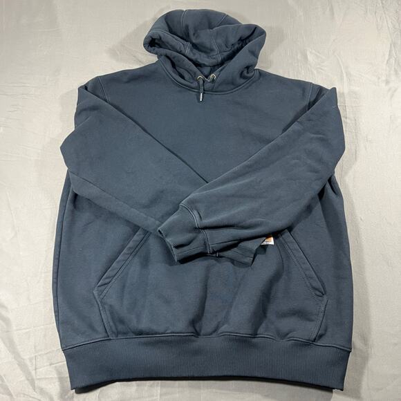 Carhartt Rain Defender Hoodie Mens Large Loose Fit Blue Workwear Logo